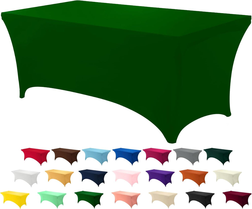 Utopia Kitchen 6FT Spandex Tablecloth [1 Pack, Emerald Green] 200 GSM Stretch, Fitted, Washable and Wrinkle Resistant Table Cloth Rectangle Cover for Trade Shows, Wedding, Parties [72Lx30Wx30H Inch]