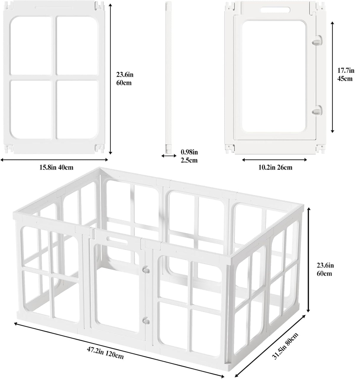 Clear Acrylic Dog Playpen with Door, for Puppy Cat Rabbit Transparent Pet Pen, Dog Playpen Indoor, Dog Fence, Easy Assemble & Cleaning Dog Pen for Small & Medium Dogs (23.6“ Height, 10PCS)