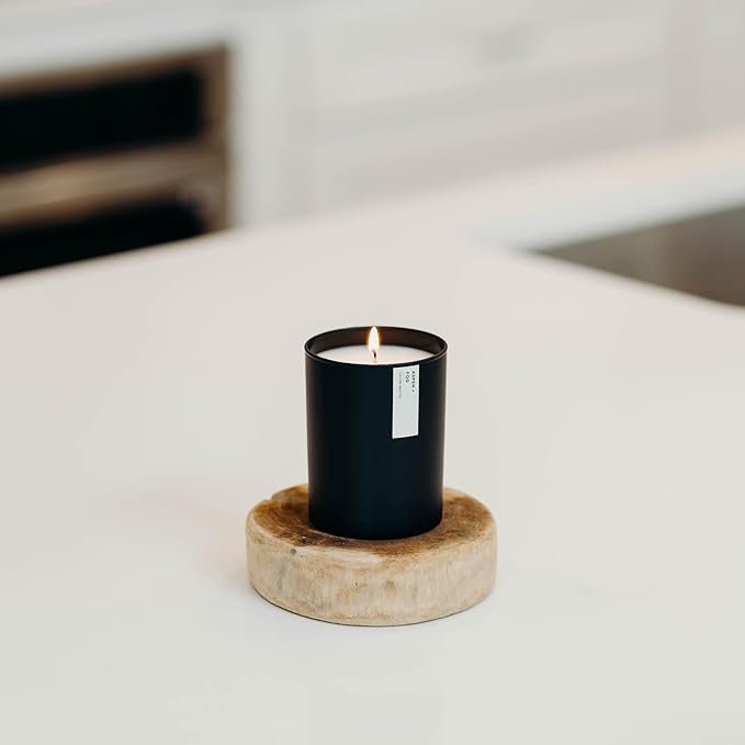 Calyan Wax Co. Aspen & Fog Scented Candle - 75 Hour Burn - Luxury Non Toxic Soy Wax Candles - Long Lasting Black Tumbler Jar Candle for Home - 10.2oz