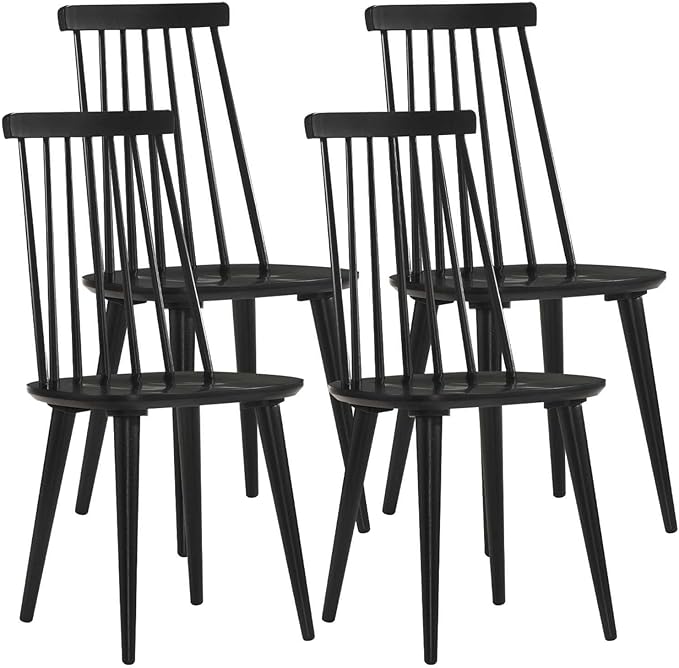 DUHOME Dining Chairs Set of 4 Wood Dining Room Chair Black Spindle Side Kitchen Room Country Farmhouse Chairs Black