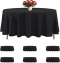 6 Pack Black Round Tablecloths 108 Inches Table Cloth Stain and Wrinkle Resistant Washable Polyester Table Cover Fabric for Party, Wedding,Dining,and Banquet Decoration