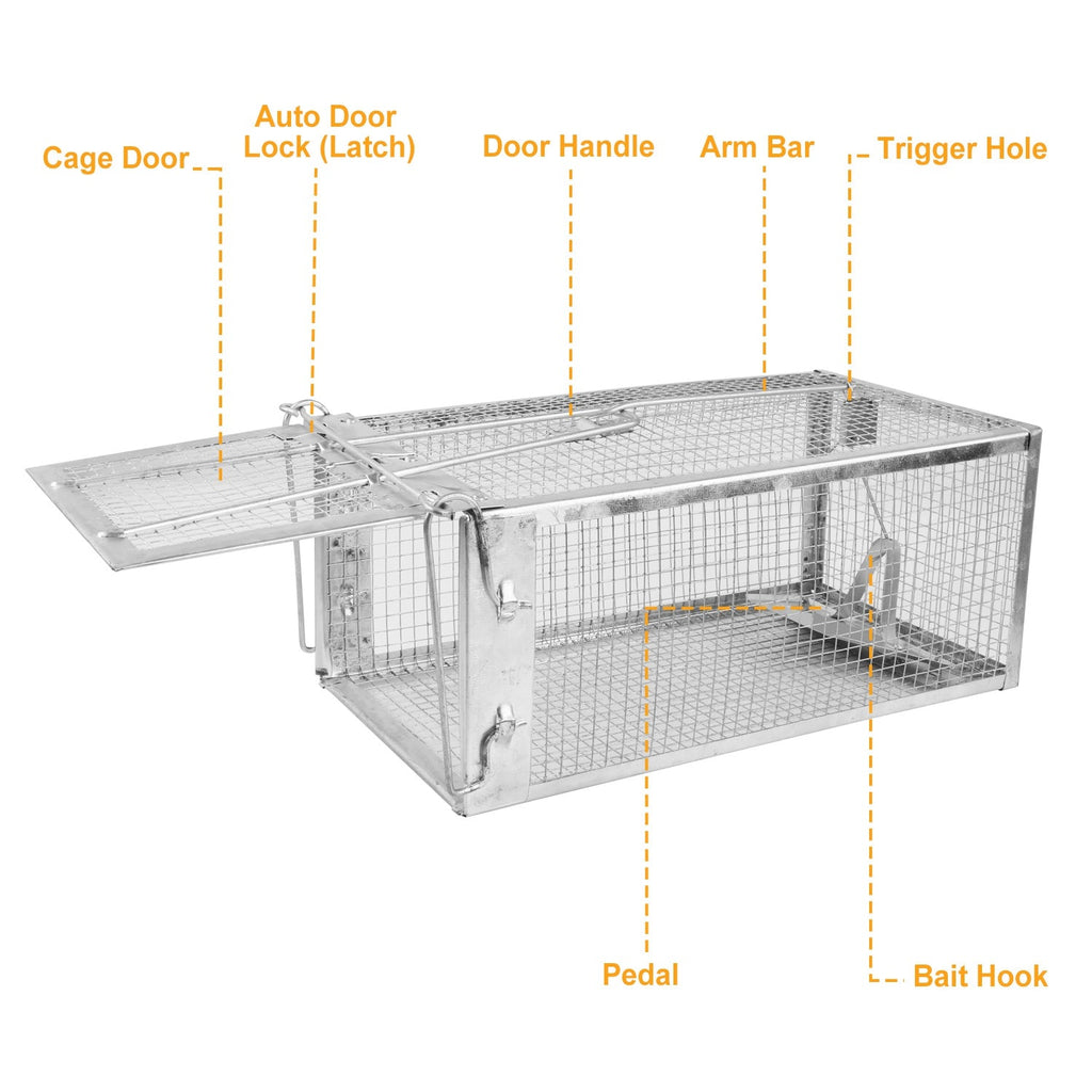 Humane Live Animal Trap, Galvanized Steel Mouse Cage Trap With Sensitive Gravity Pedal, Escape-Proof Design, Reusable Rodent Catcher For Home Yard Garage Restaurant