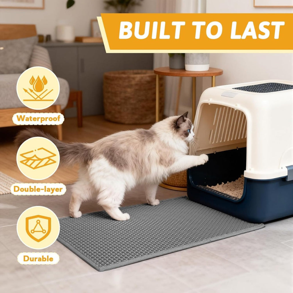 Cat Litter Mat Double Layer Waterproof Urine Proof Trapping Mat 1 Pack