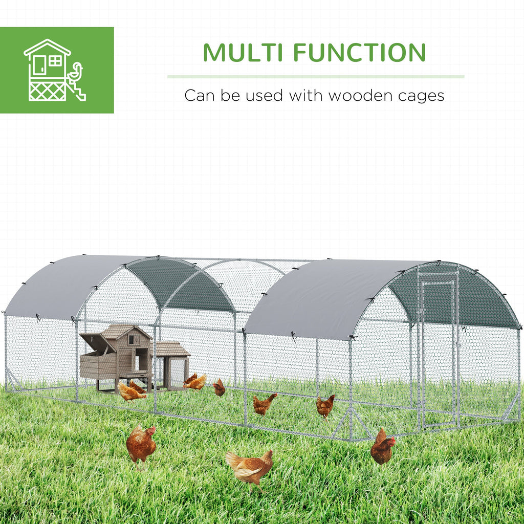 Large Metal Chicken Coop with Waterproof and Anti-UV Cover for Yard, Outdoor, Duck, Rabbit, 9.2 x 24.9 x 6.5