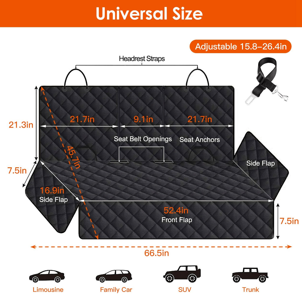 1Pc Dog Car Seat Cover Waterproof Scratchproof Pet Car Rear Protector Mat Pet Back Seat Cover With Dog Seat Belt For Car Truck SUV