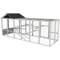Wooden Chicken Coop Run for 6 - 10 Chickens, Hen House Add-On with Storage, Perches, 141.75" x 48" x 61", Gray