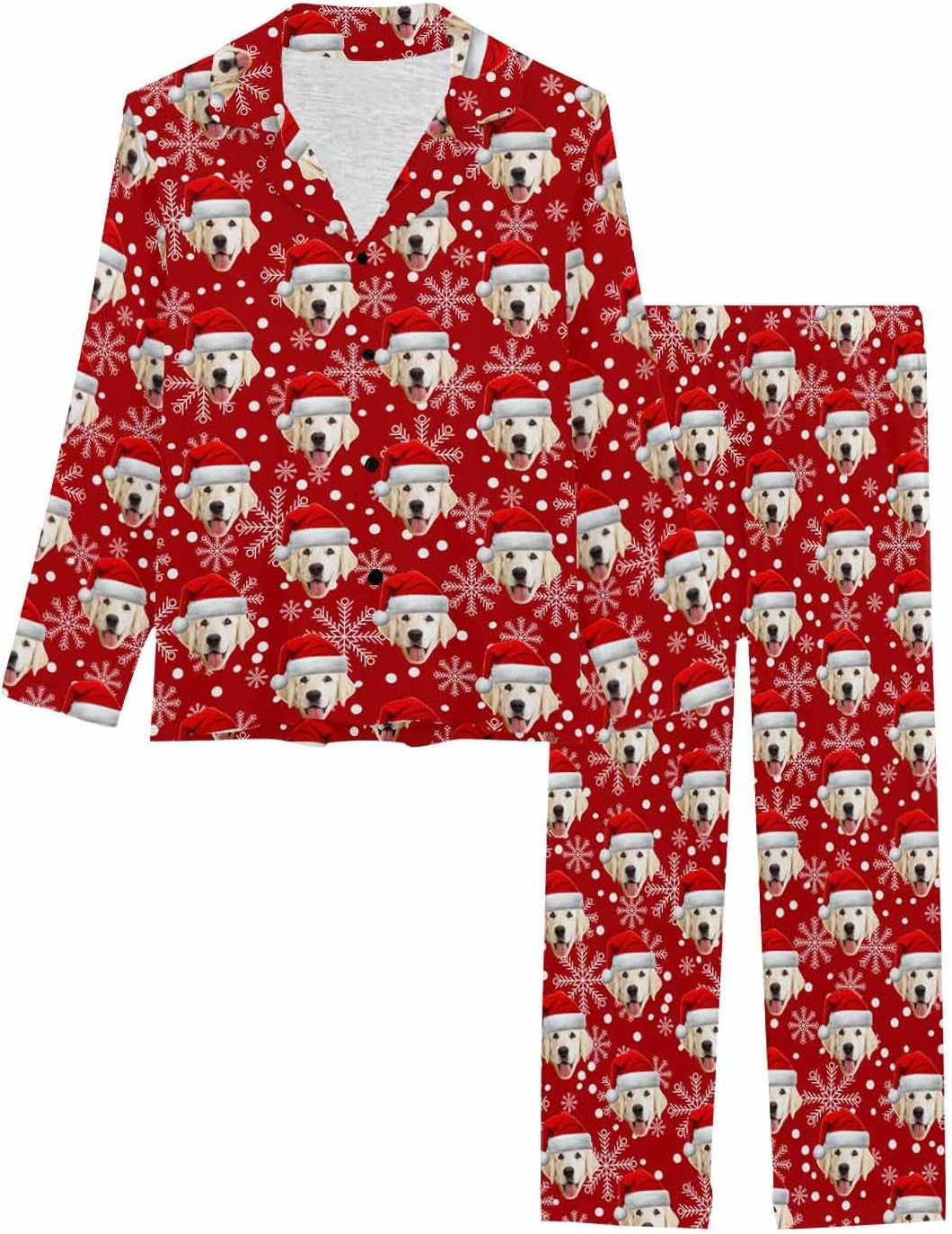 MyPupSocks Custom Face Pajamas for Women Set, Personalized Photo Long Sleepwear XS-XXL