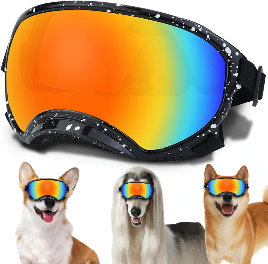 Medium Dog Sunglasses with Adjustable Strap UV Protection, Winproof Dog Puppy Sunglasses, Suitable for Medium Dog Pet Glasses, Dogs Eyes Protection,Soft Dog Goggles