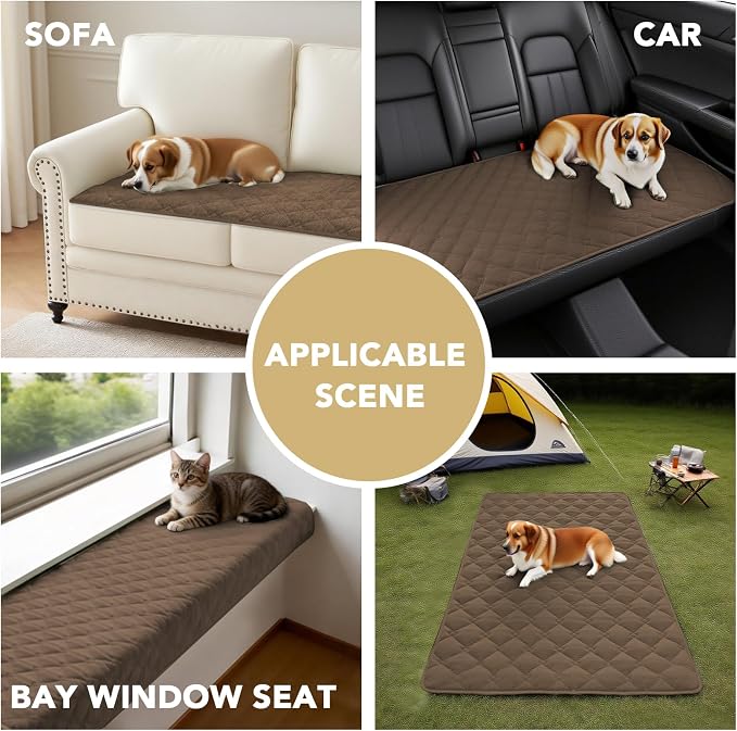 H.VERSAILTEX Chenille Couch Cover for Dogs Washable Soft Fuzzy Chaise Cover Sectional Couch Covers for L Shaped Sofa Both Left/Right Thick Pet Couch Cover Protector Non-Slip(Coco Mocha, 34" x 68")