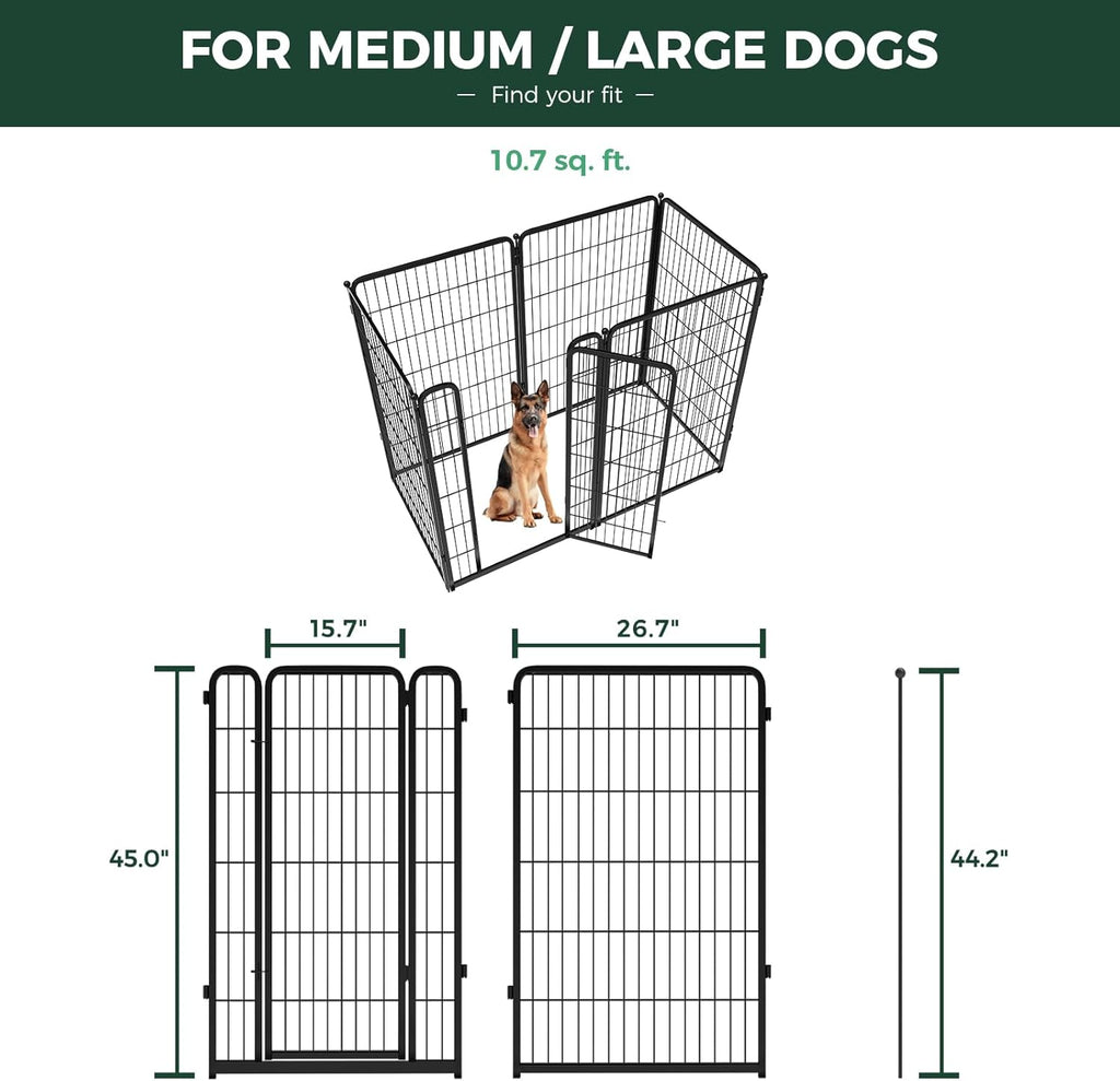 FXW Homeplus Unleashed Indoor Dog Playpen - Stress-Free and Safe Play, Heavy Duty 45 Inch 6 Wire Panels Dog Pen for Large Dogs, Black│Patented