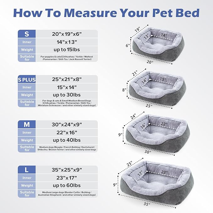 Medium Dog Beds for Medium Dogs Washable, Rectangle Dog Bed Medium Size Dog, Orthopedic Dog Bed, Warming Soft Calming Sleeping Puppy Bed Durable Pet Bed with Anti-Slip Bottom M(30"x24"x9")