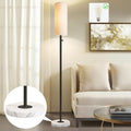 Floor Lamp for Living Room,Dimmable Floor Lamp with LED Bulb,Modern Standing Lamp with Marble Base,Tall Standing Lamps for Living Room,Bedroom,Office,Reading and Nursery(Black)