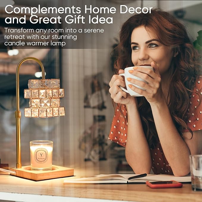 Candle Warmer Lamp with Timer,Electric Candle Warmer Dimmable and Height Adjustable Wax Melt Warmer for Scented Wax Jar Candles,Aromatherapy Decorative Candle Heater Home Fragrance Warmer