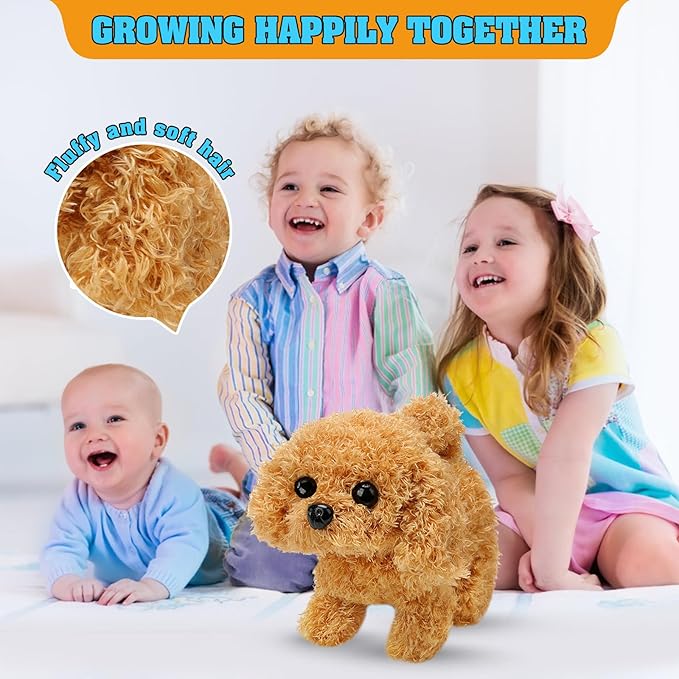 Plush Teddy Toy Puppy Electronic Interactive Dog - Walking, Barking, Tail Wagging, Stretching Companion Animal for Kids Toddlers