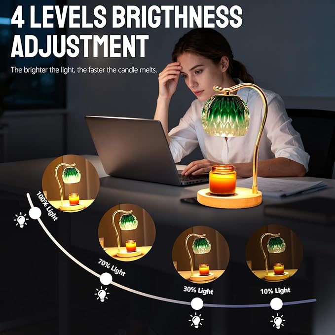 GEEZO Fragrance Candle Warmer Lamp，Electric Candle Warmer with Timer & Dimmer，Mom Christmas Birthday Gifts for Women, House Warming Gifts New Home Bedroom Decor