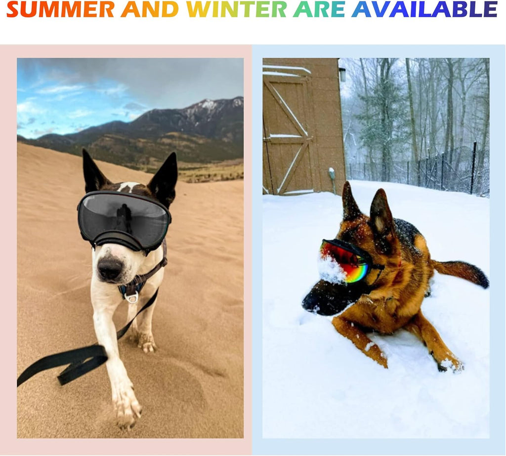 Large Dog Sunglasses, Dog Goggles with Adjustable Strap UV Protection Winproof Dog Puppy Sunglasses, Suitable for Medium-Large Dog Pet Glasses, Dogs Eyes Protection