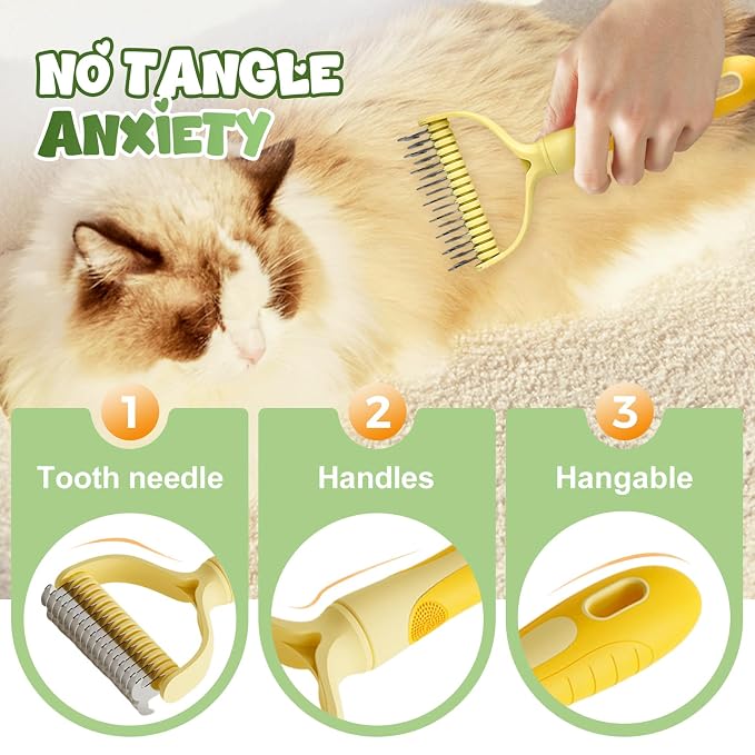 Double-Sided Pet Grooming Brush for Dogs and Cats, 2026 New Dog Deshedding Brush, Dematting Comb Removes Tangles Knots and Loose Fur, Ergonomic Pet Grooming Tool (Red)