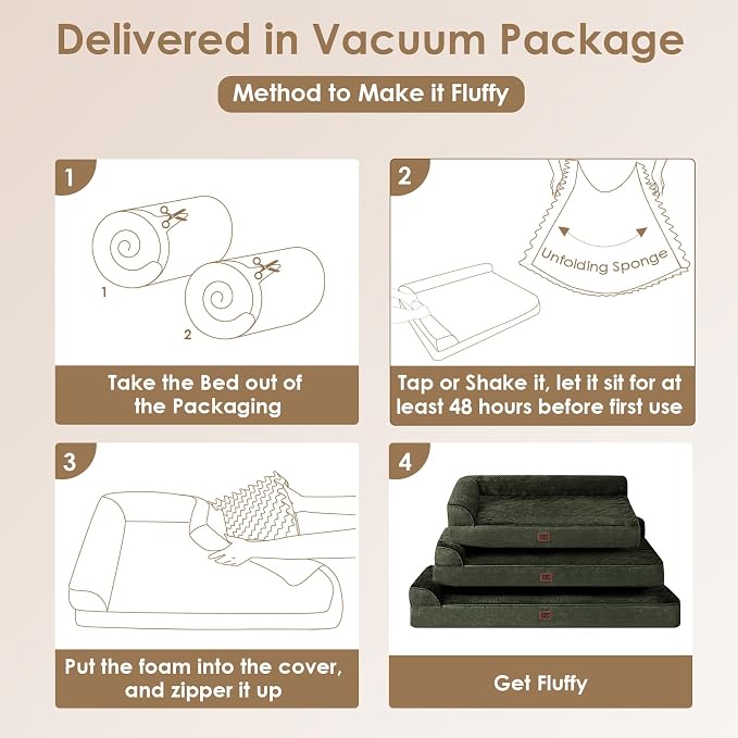 EHEYCIGA Memory Foam Dog Bed Large Size Dogs, Orthopedic Dog Bed Large with Washable Removable Cover, Waterproof Pet Sofa Couch with Nonskid Bottom, 36x27x6, Dark Green | Washable Removable Cover, Waterproof Flat Pet Sofa Couch with Nonskid Bottom, 36x...