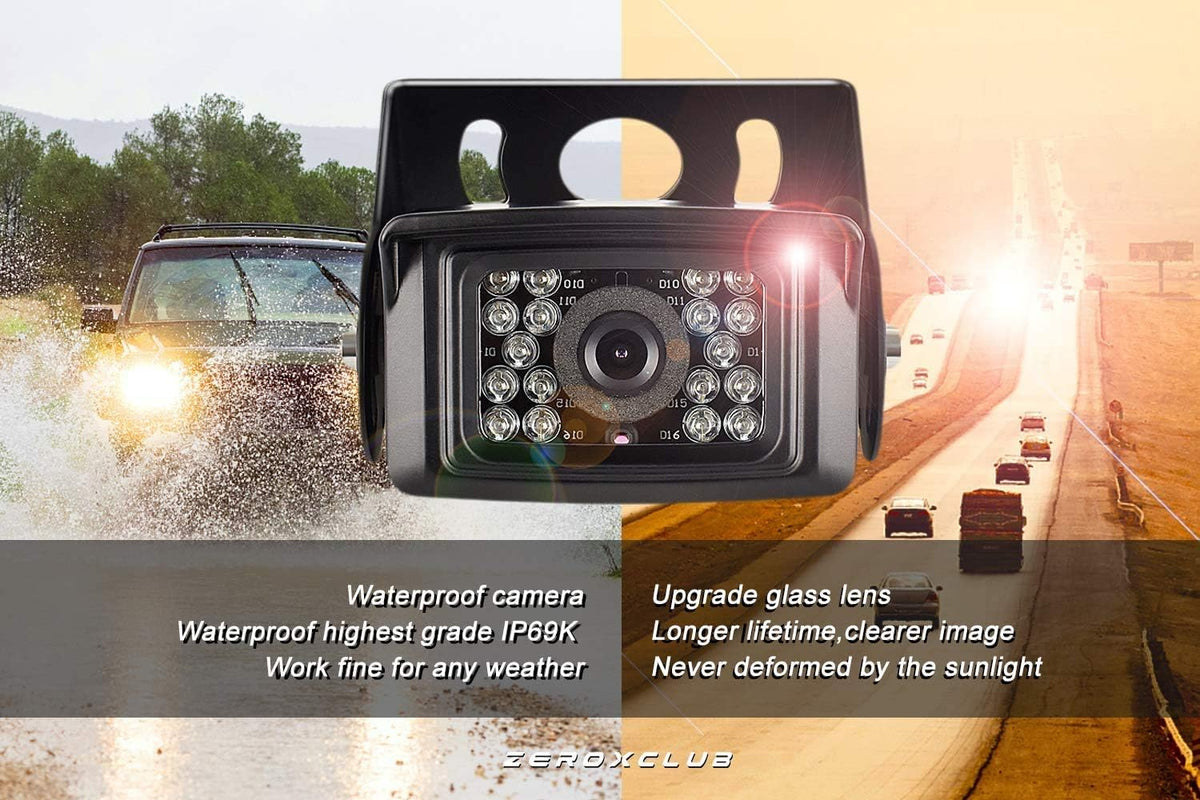 Digital Wireless Backup Camera System Kit, IP69K Waterproof Wireless 2 Rear View Camera + 7?™â€?LCD Dual Split Monitor for RV/Truck/Bus/Camper/Trailer (WX02)