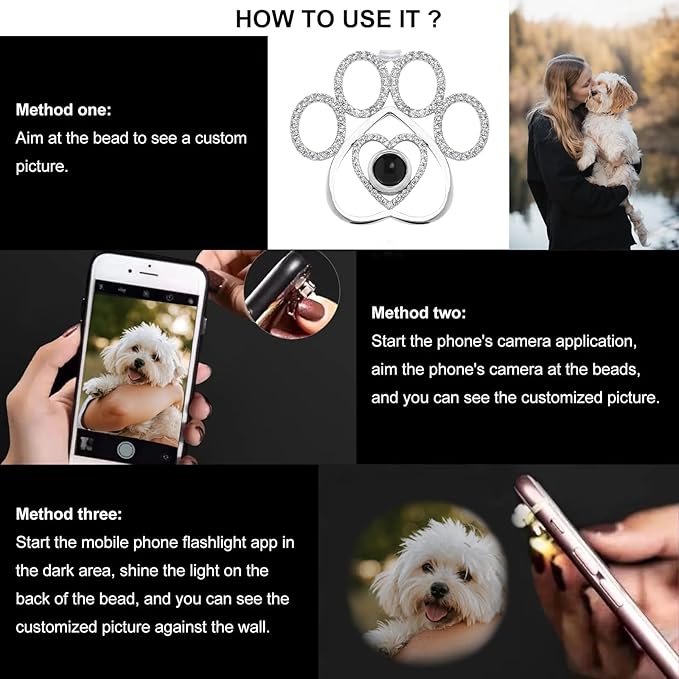 NAZENTI Personalized Christmas Tree Decoration for Pet Lover, Dog Paw Projection Photo Decoration, Personalized Projection Photo Christmas Ornament, Memorial Keepsake with Image for Family