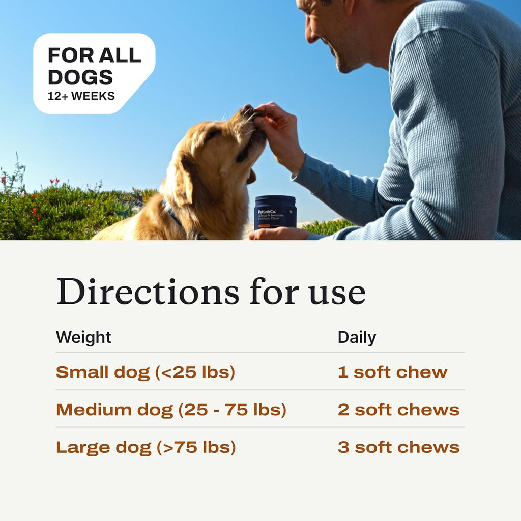 PetLab Co. Allergy & Immune Probiotics for Dogs, Support Seasonal Allergies, Gut & Digestive Health - Pork Flavor - 30 Soft Chews - Pack of 2 - Packaging May Vary