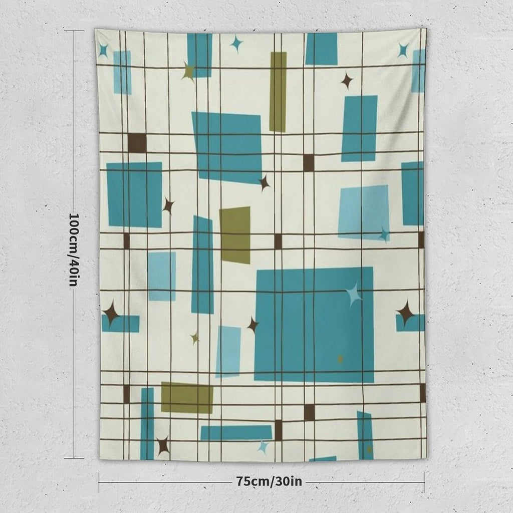 ICMOLYYENLO Boho Medieval Cat Tapestry, Abstract Atomic Starburst Geometric Aesthetic Art Wall Hanging For Bedroom Living Room Dormitory 60x80 Inches