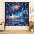 Space Galaxy Blackout Curtains for Girls Boys Kids Home Decor, Universe Nebula Galaxies Solar Planet Grommet Thermal Insulated Drapes Darkening Window Curtain for Bedroom Living Room, 72 x 63 Inch