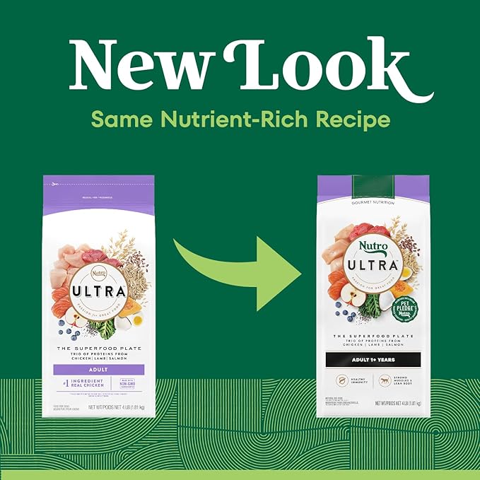 Nutro Ultra Adult Dry Dog Food with a Trio of Proteins from Chicken, Lamb and Salmon, 4 lb Bag