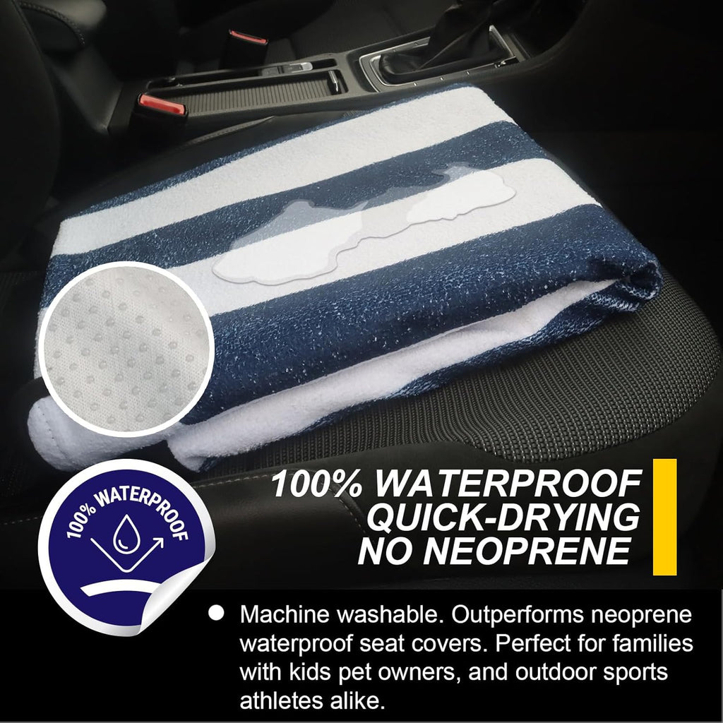 Back Seat Cover for Car Trucks Van SUV,Waterproof Rear Bench Towel Seat Covers for Dogs and Kids,Automotive Backseat Protector (Blue Stripe)
