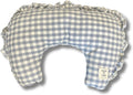MOM N POP Pet Nap Pillow – Washable Gingham Check Cushion for Dogs & Cats, Soft Neck Support Bed (Beige/Blue) (Blue)