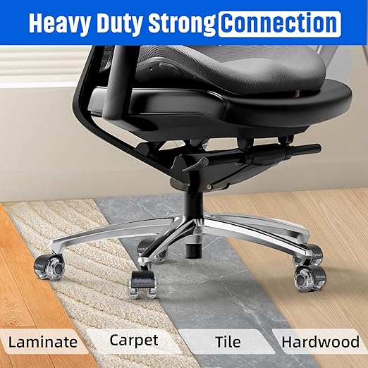 Office Chair Wheels 2" Desk Chair Caster Wheels Smooth Roller Style Quiet for Carpet and Hardwood Floors Universal Fit 11x22 mm Set of 5 Grey