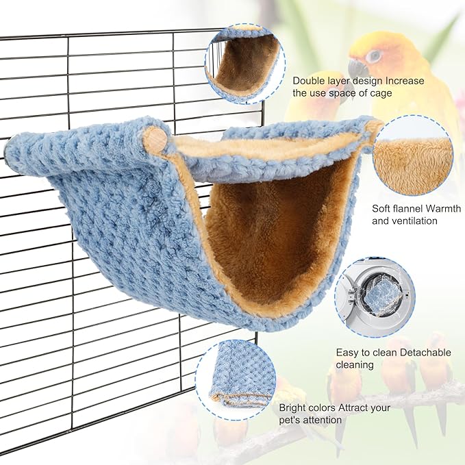 BWOGUE Winter Warm Bird Nest Bed Hanging Hammock Snuggle Hut Parrot House Tent Toy Bird Cage Perch for Parakeet Budgies Cockatiels Lovebird Cockatoo Finch Hamster Chinchilla Guinea Pig