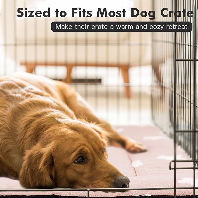 Mora Pets Dog Crate Pad Washable Cat Dog Bed for Crate Flat Pet Kennel Mat | Soft Dog Cat Bed Mat, Puppy Crate Pad for Dog Cages Cozy Sleeping Liner, Cute Pet Pillow Cushion Anti Slip Small Pink 24 x 18