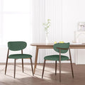 Dining Chairs Set of 2, Upholstered Dining Room Chairs with Metal Legs and Anti Slip Pads, Curved Back Kitchen Chair for Home and Restaurant Use, Green