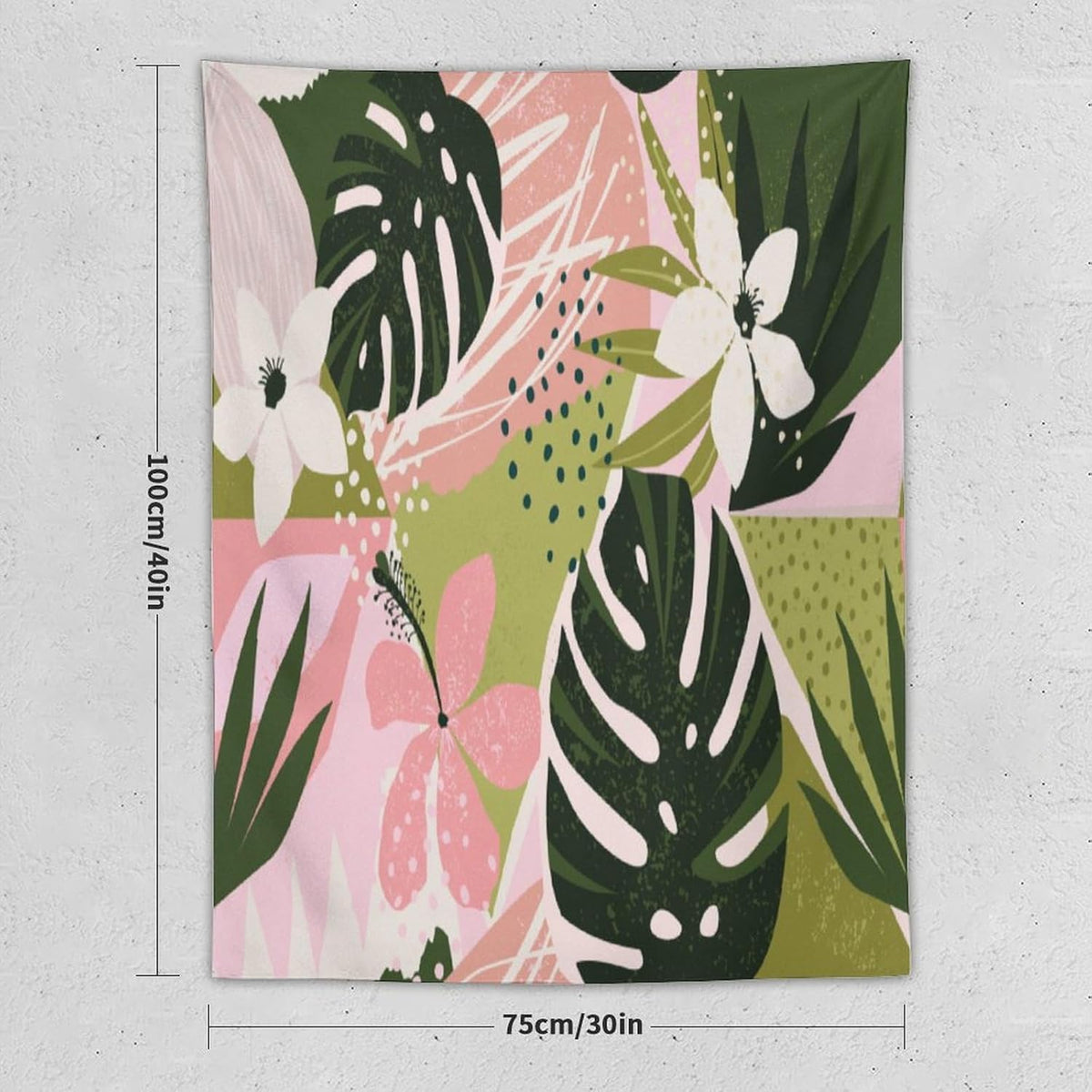 ICMOLYYENLO Tropical Green Plant Tapestry, Green Palm Leaves Natural Landscape Print Wall Tapestry for Bedroom Living Room Dormitory 60x60 Inch
