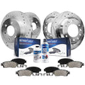 Detroit Axle - Brake Kit for 2006-2010 Hummer H3 H3T Front & Rear Drilled Slotted Disc Brake Rotors Ceramic Brakes Pads 2007 200