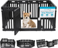 BIRDROCK HOME Dog Playpen w/Door, 12 Panel, 25.6in H | Strong Plastic, Non-Slip Puppy Playpen, Secure Pet Gate | Indoor Outdoor Fence | Configurable Panels | Small to Medium Pets - Black