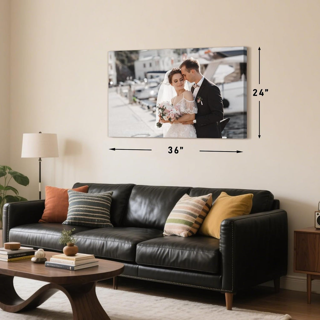 Personalized Custom Canvas Prints with Your Photos & Text, Customized Picture Print, Transform Own Images Into Framed Wall Art Digitally Printed Photo to Canvas, Keepsakes Gifts for Family 30x20’’