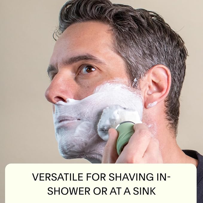Leaf Shave Grooming Brush - Metal & Silicone Handle, Black | Measuring cup handle for use with soap and bowl sets, compatible with soap bar and accessories