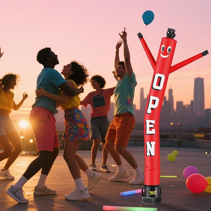 7FT Air Inflatable Waving Tube Man Set with Blower & Wheel, Air Puppet Dance Artist for Mall Opening, Amusement Park, Outdoor Decoration，New Open