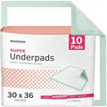 McKesson Super Underpads, Moderate Absorbency, 30 x 36 in, 10 ct | Disposable Chux Pads for Adults, Elderly, and Baby, Pee Pads, Adult Incontinence Bed Pads