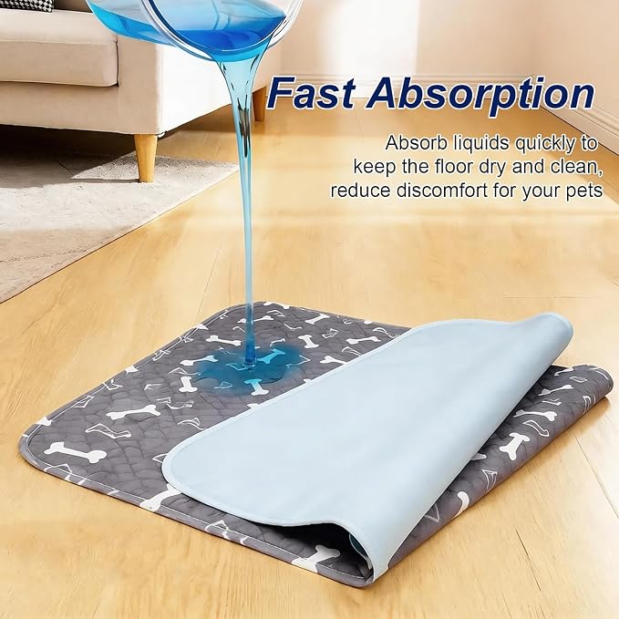 Puppy Pads with Pheromones, Washable Pee Pads for Dogs Potty Training, Reusable Dog Mat with Pet Hair Removal Gloves for Playpen, Crate, Whelping Box (Green,M)
