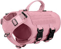 ICEFANG No Pull Tactical Dog Harness for Small Dogs,Adjustable Dog Vest | Control Handle,MOLLE Panel,Front Hook,3 Leash Clips,Soft Padded,for walking training,Pink,Small