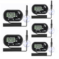 5pcs Aquarium Thermometer LCD Digital Fish Tank Thermometer with Water-Resistant Sensor Probe and Suction Cup for Turtle Incubators Terrarium Water Thermometer