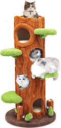 Magic Forest Cat Tree Tower, 62 inches Tall, Real Solid Wood Cat Tree for Multi-Cat Household