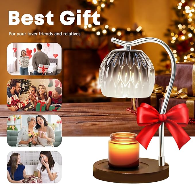 GEEZO Fragrance Candle Warmer Lamp，Electric Candle Warmer with Timer & Dimmer，Mom Christmas Birthday Gifts for Women, House Warming Gifts New Home Bedroom Decor