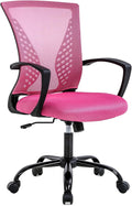 Office Chair Desk Chair Computer Chair with Lumbar Support Armrest Mid Back Rolling Swivel Task Adjustable Mesh Ergonomic Chair for Women Adults, Pink