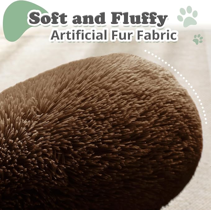 JOLLYVOGUE Dog & Cat Bed, Calming Anti-Anxiety Pet Bed for Small Dogs, Fluffy Donut Cushion for Small and Medium Pets (23")