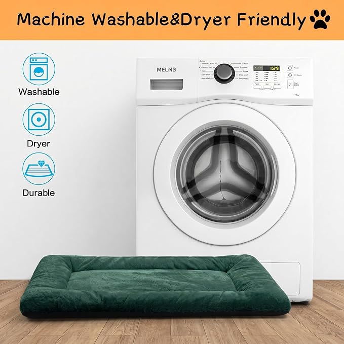 Dog Crate Pad Washable Dog Bed for Crate Large Cozy Mat 42-Inch Green | Ultra Soft Kennel Pad,Anti-Slip Bottom,Fits for Most Metal Crates,Comfortable Sleeping Pet Mat