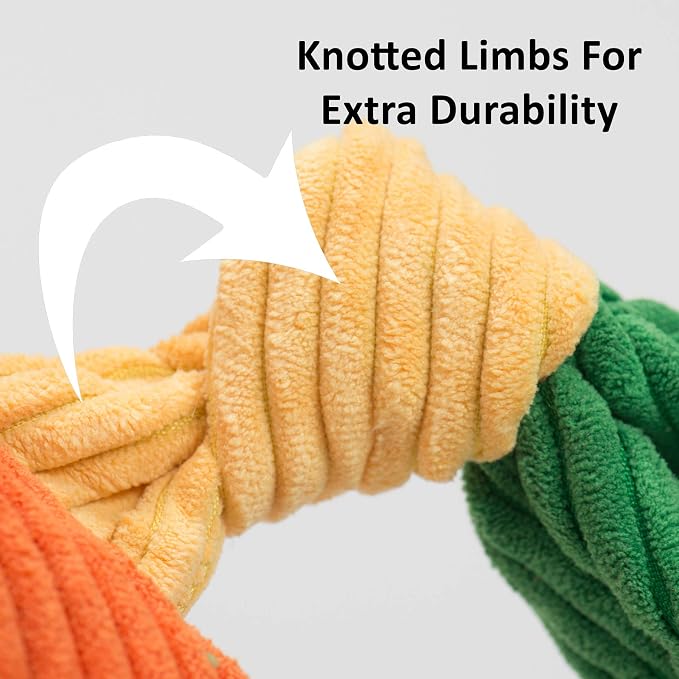 HuggleHounds Knottie Plush Dog Toy - Dog Stuffed Animal, Squeaky Puppy Toys for Small, Medium & Large Breeds, Soft, Durable Plush to Keep Them Busy - Nibblet Anteater, Small